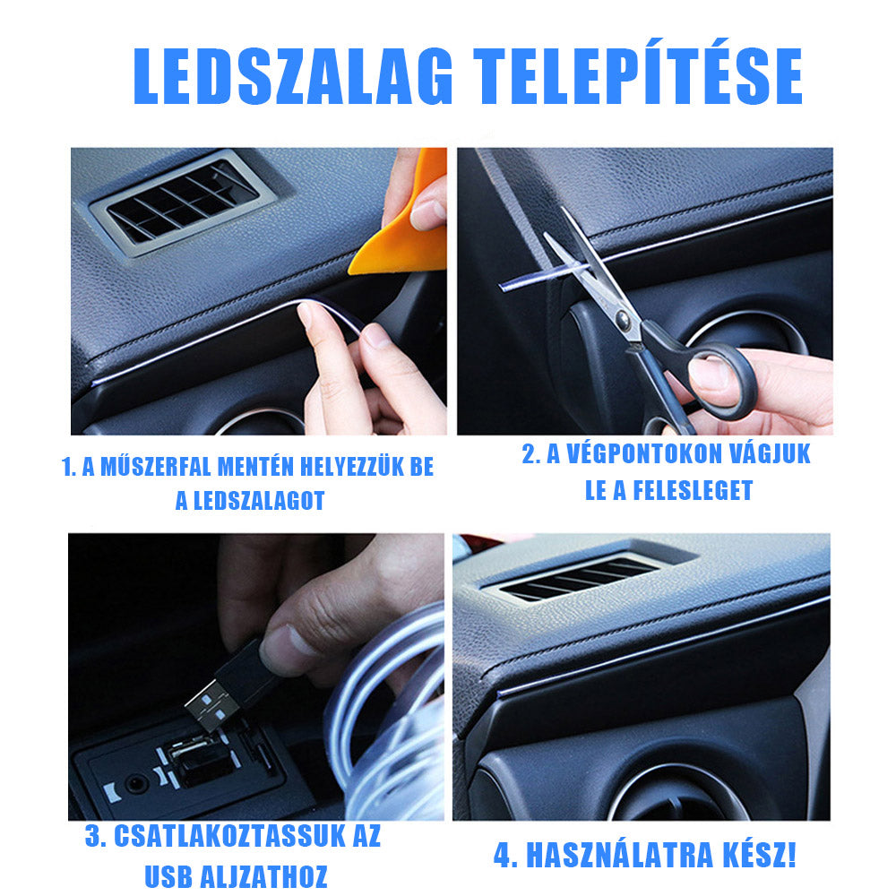 Műszerfal ledszalag szett RGB 3méter