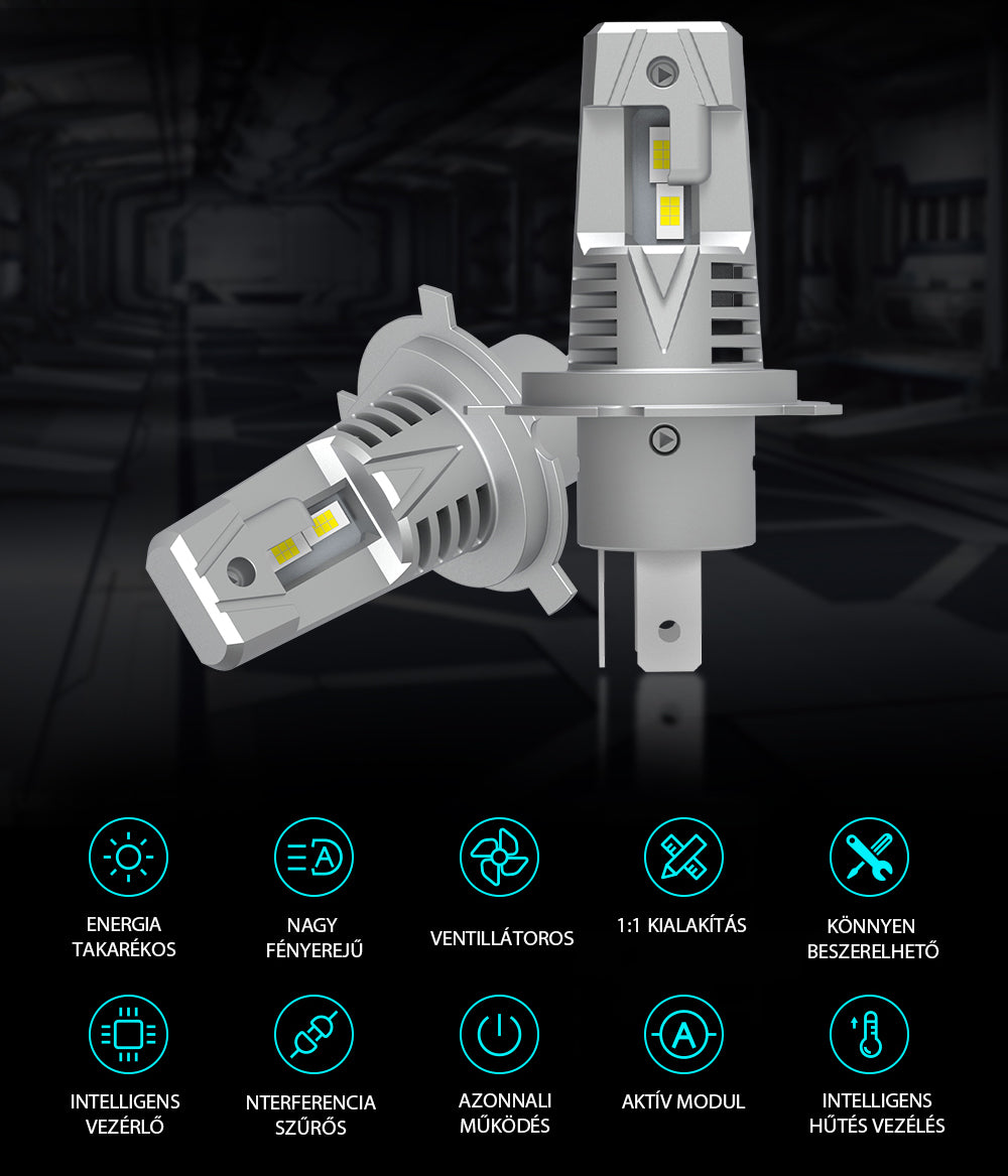 H7 Led izzó ventillátorral 2db