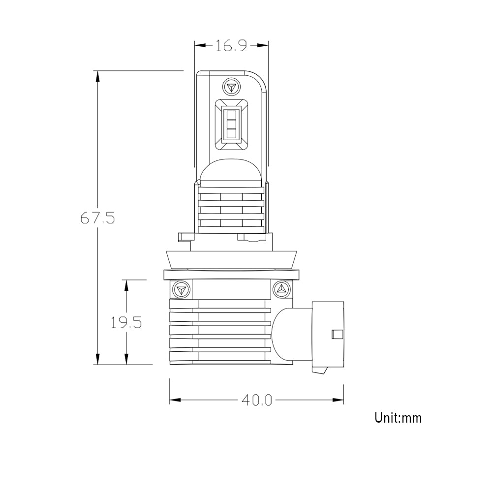 H8 Led izzó 2db 3000K Kadmiumsárga