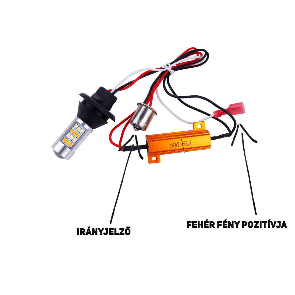 BA15S Led izzó nappali menetfény és index funkcióval 2db
