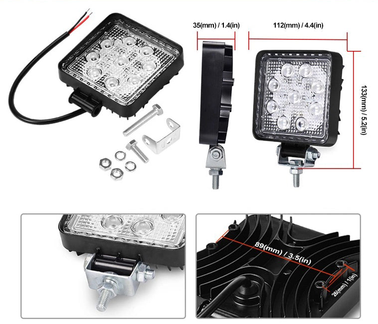 Ledes munkalámpa 12V/24V 9ledes E-jeles