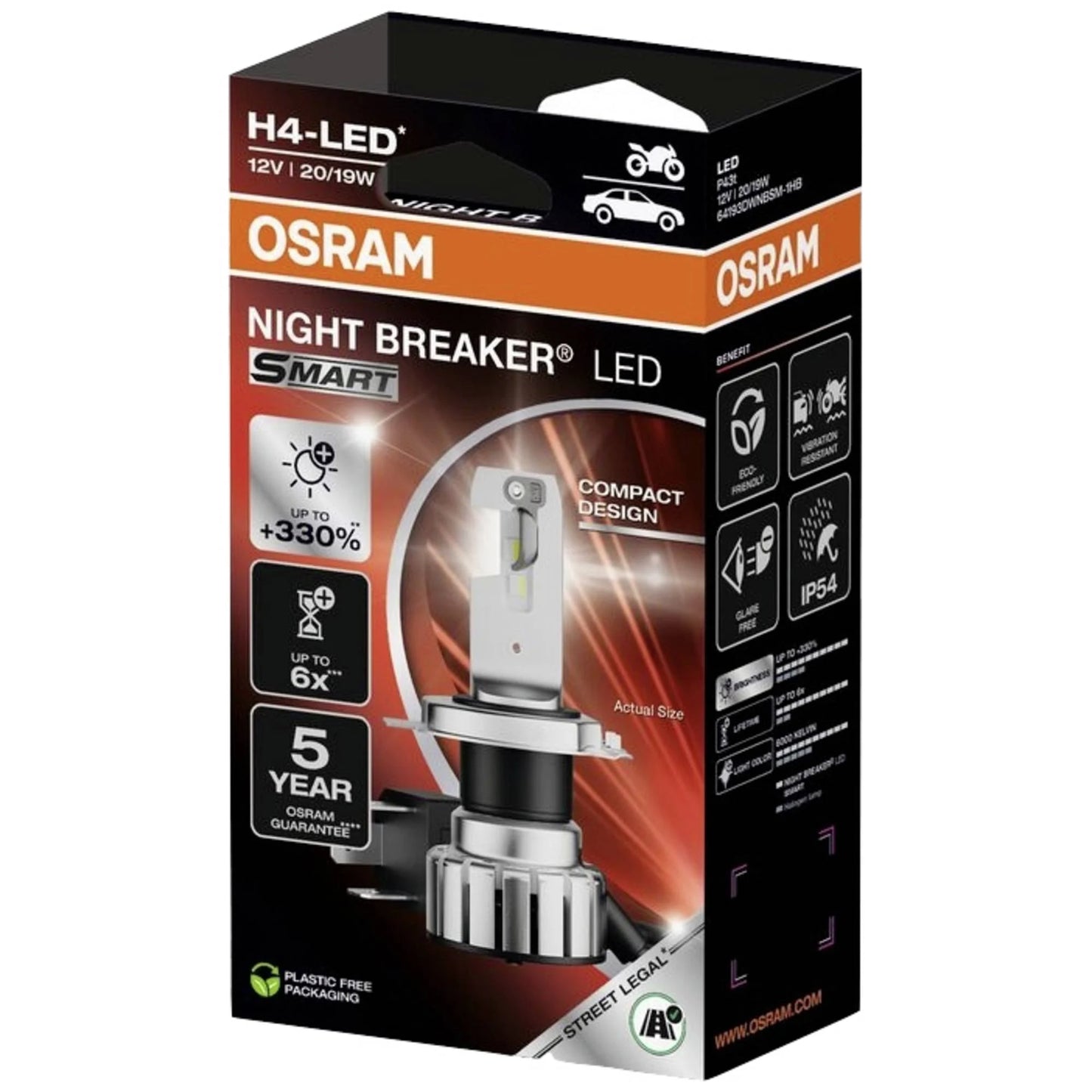 H4 led izzó Osram Night Breaker LED SMART H4, +330% 1db